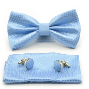 Bow Tie & Pocket Square Set - Blue Light (Diamond Pattern)
