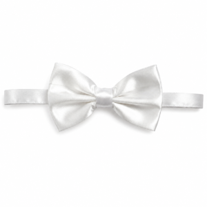 White Satin Bow Tie with a luxurious satin finish and adjustable clip fastening for weddings, black tie events and formal occasions.
