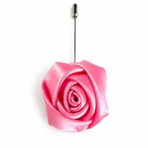 Purple Satin Classic Rose Lapel Pin with a handcrafted satin rose design and secure stick pin fastening for formal occasions.