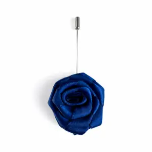 Navy Layered Rose Lapel Pin with a premium satin finish and secure stick pin fastening for weddings and formal occasions.