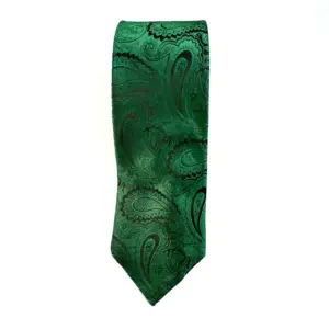 Emerald Green Paisley Tie featuring an elegant jacquard woven paisley pattern with a premium textured finish for weddings, business attire and formal occasions.