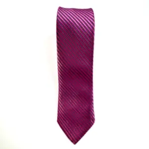 Fuchsia Satin Striped Tie featuring an elegant woven stripe pattern and luxurious satin finish for weddings, business attire and formal occasions.