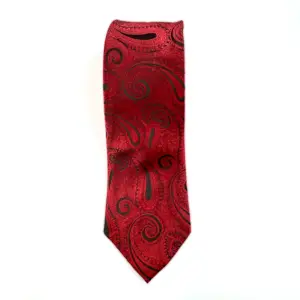 Ruby Red Paisley Tie featuring an elegant jacquard woven paisley pattern with a premium textured finish for weddings, business attire and formal occasions.