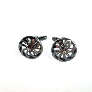Silver Swirl Cufflinks with a polished silver-tone open swirl design and sparkling crystal centre for formal occasions.